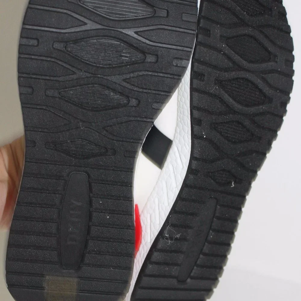 REDUCED DNKY REESE Women Shoes Logo Strap Sneakers Black White Red Size 6 NEW